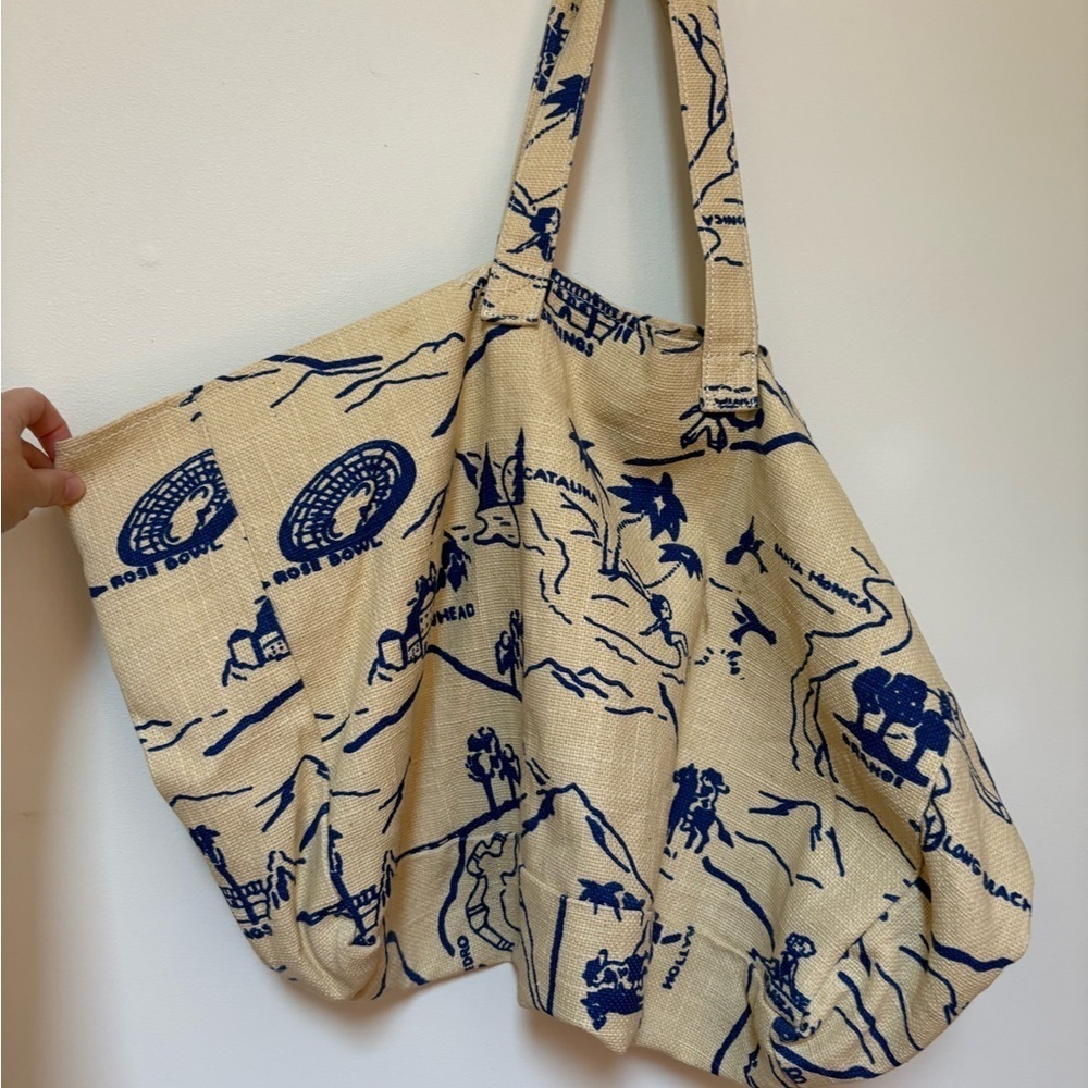 NWOT Urban Outfitters East-West Printed Jute Tote - Picture 9 of 13
